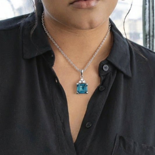 Natural Teal Sapphire Necklace