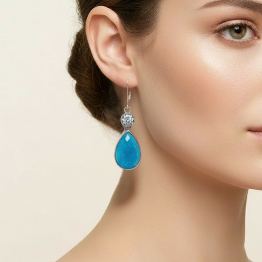 Sleeping Beauty Turquoise & White Sapphire Earrings