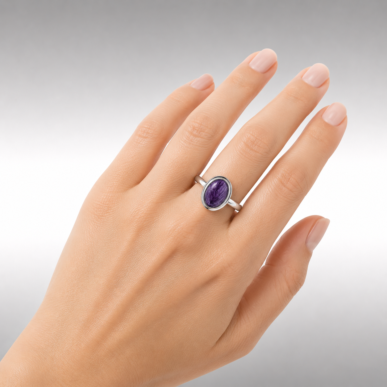 Charoite Fine Silver Ring