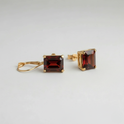 Garnet & 14K Gold Earrings