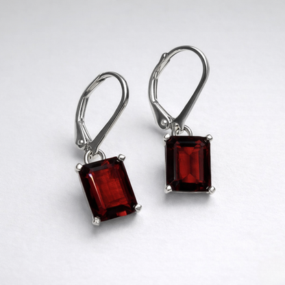 Garnet and Sterling Silver Earrings