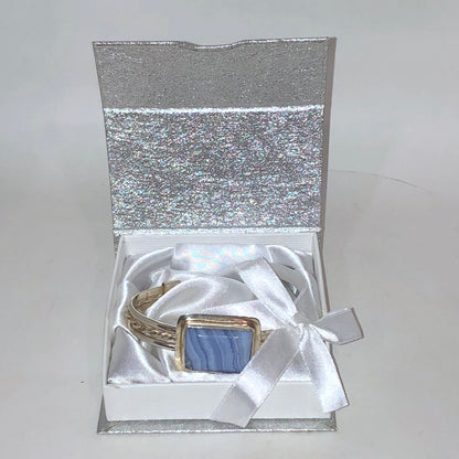 Blue Lace and Sterling Silver Cuff Bracelet