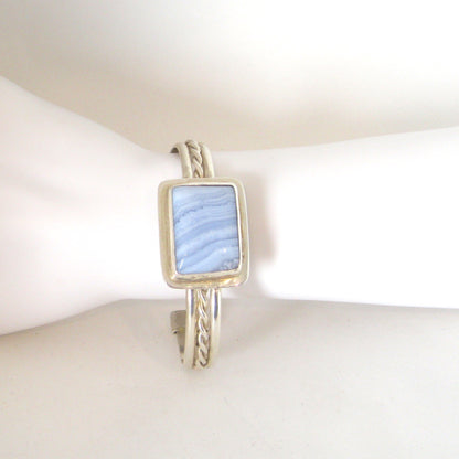 Blue Lace and Sterling Silver Cuff Bracelet