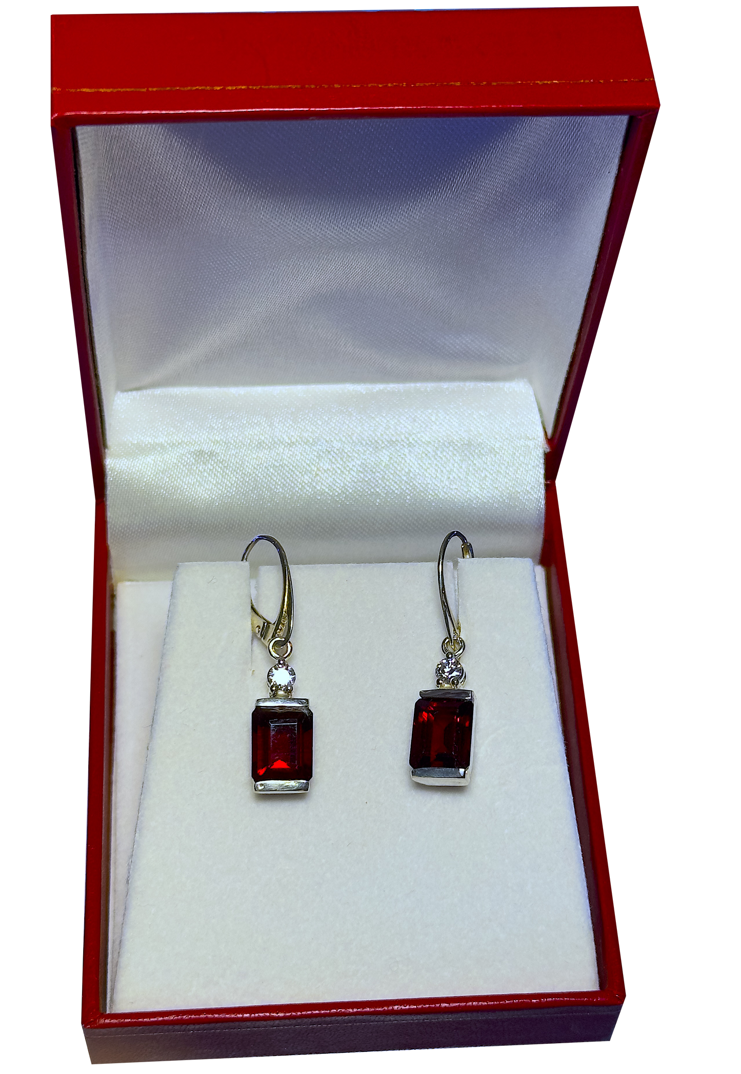 Garnet & Moissanite set in Fine Silver