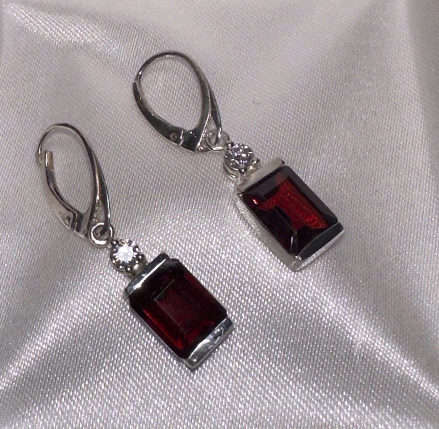Garnet & Moissanite set in Fine Silver