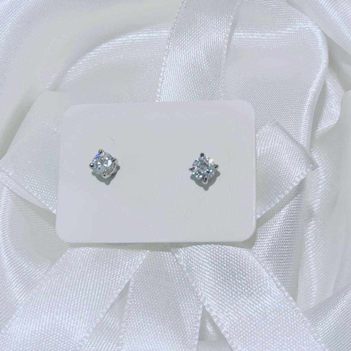 Moissanite and White Gold Stud Earrings