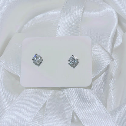 Moissanite and White Gold Stud Earrings