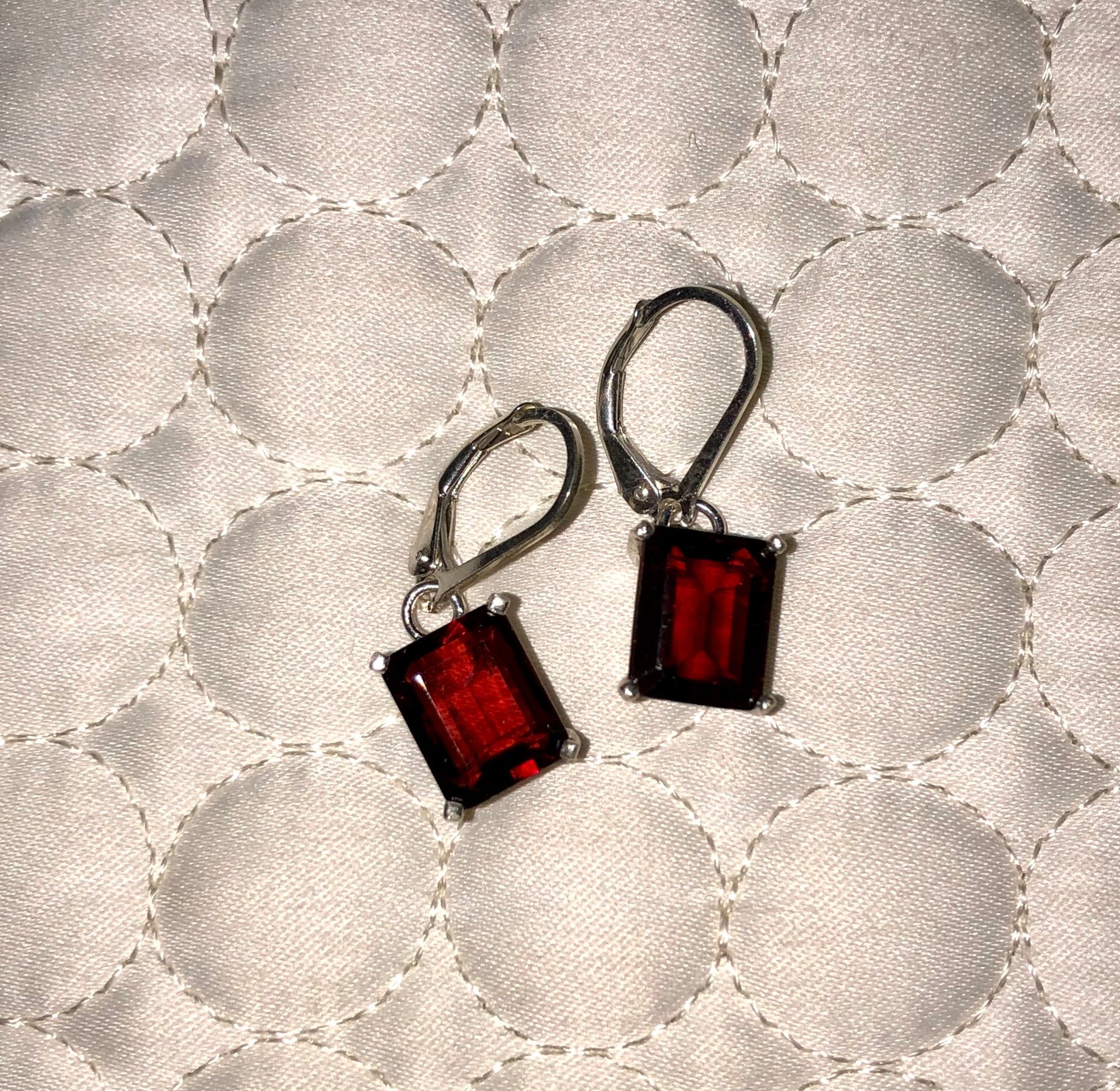 Garnet and Sterling Silver Earrings