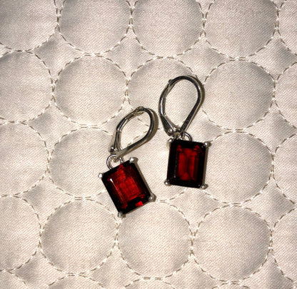 Garnet and Sterling Silver Earrings