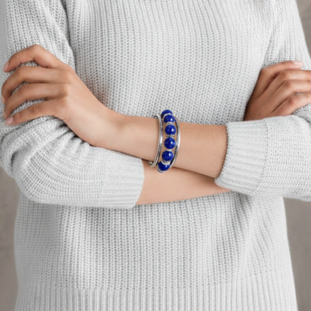 Lapis Lazuli and Sterling Silver Cuff Bracelet