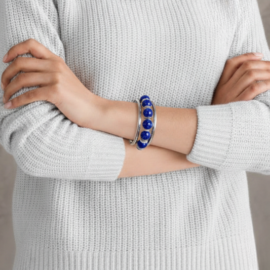 Lapis Lazuli and Sterling Silver Cuff Bracelet