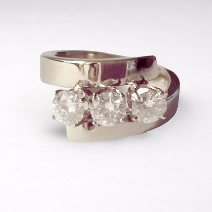 Moissanite & 14k White Gold Ring