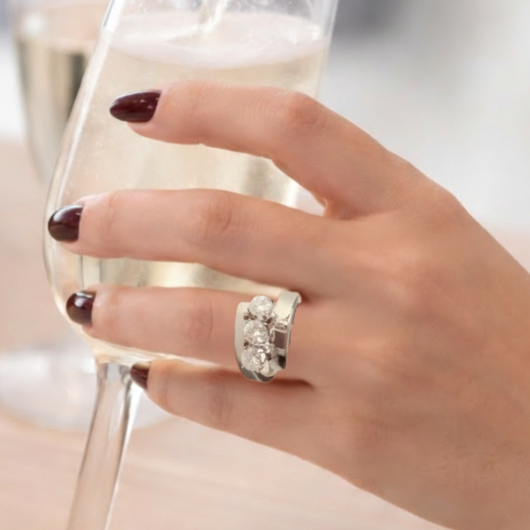 Moissanite & 14k White Gold Ring