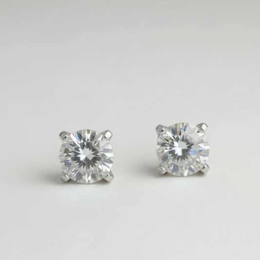 Moissanite and White Gold Stud Earrings