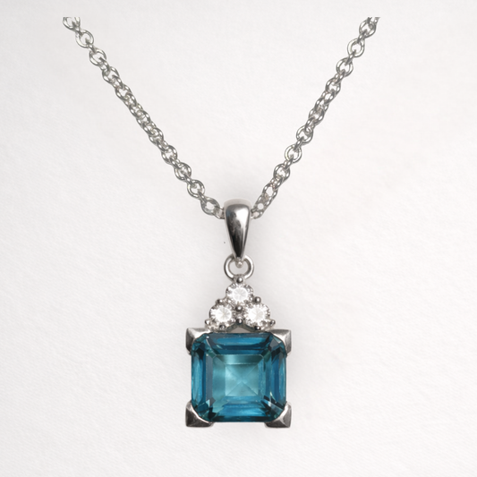 Natural Teal Sapphire Necklace