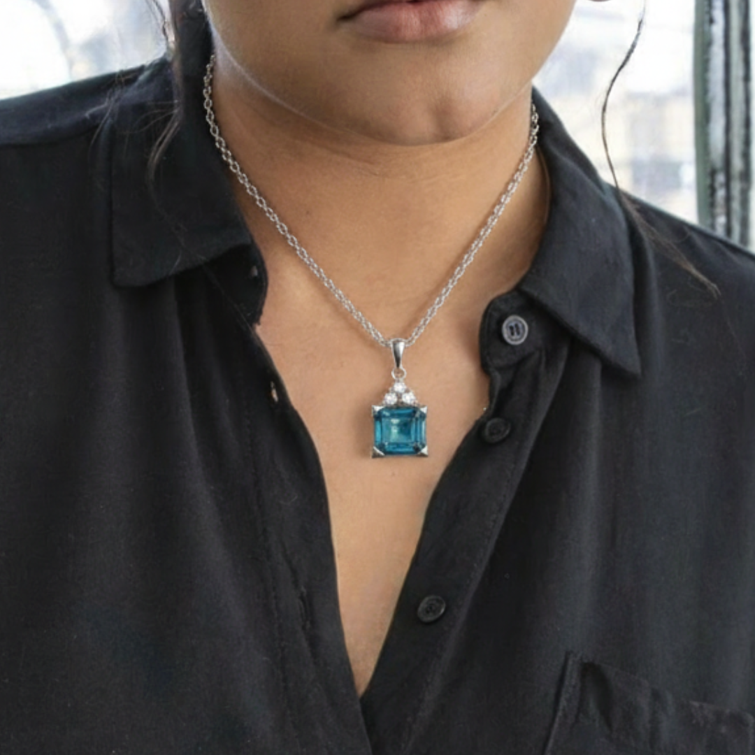Natural Teal Sapphire Necklace