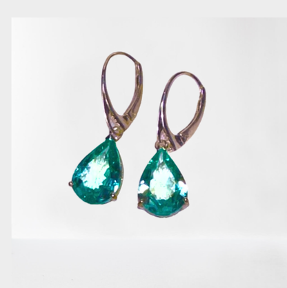 Parti Sapphire Green-Blue Pear Shaped Earring