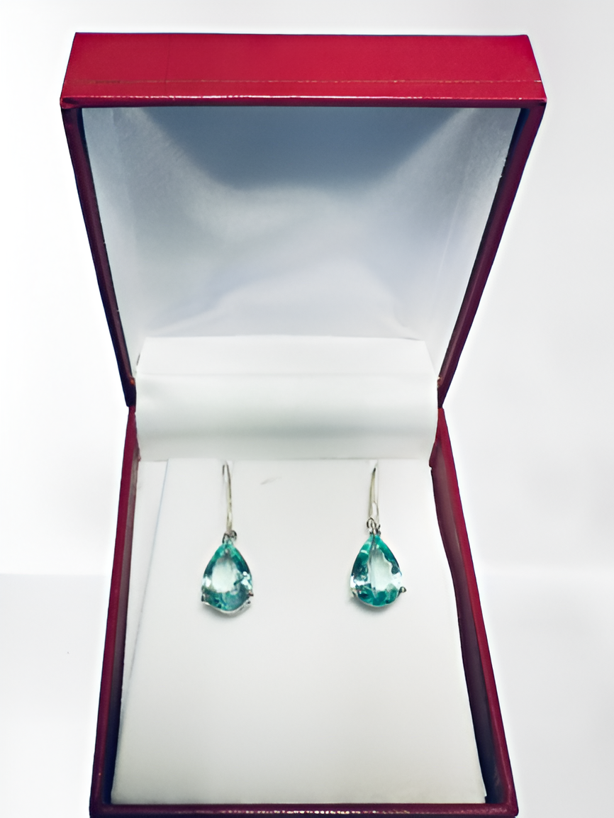 Parti Sapphire Green-Blue Pear Shaped Earring
