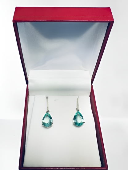 Parti Sapphire Green-Blue Pear Shaped Earring