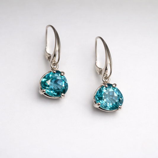 Parti Sapphires Blue-Green Heart Shaped Earrings