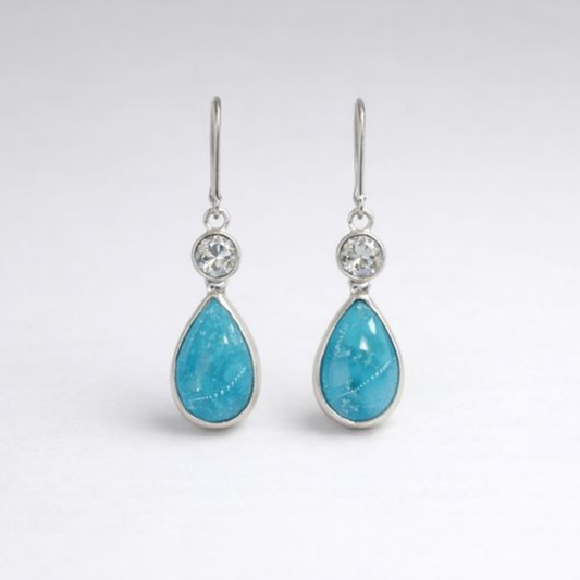 Sleeping Beauty Turquoise & White Sapphire Earrings