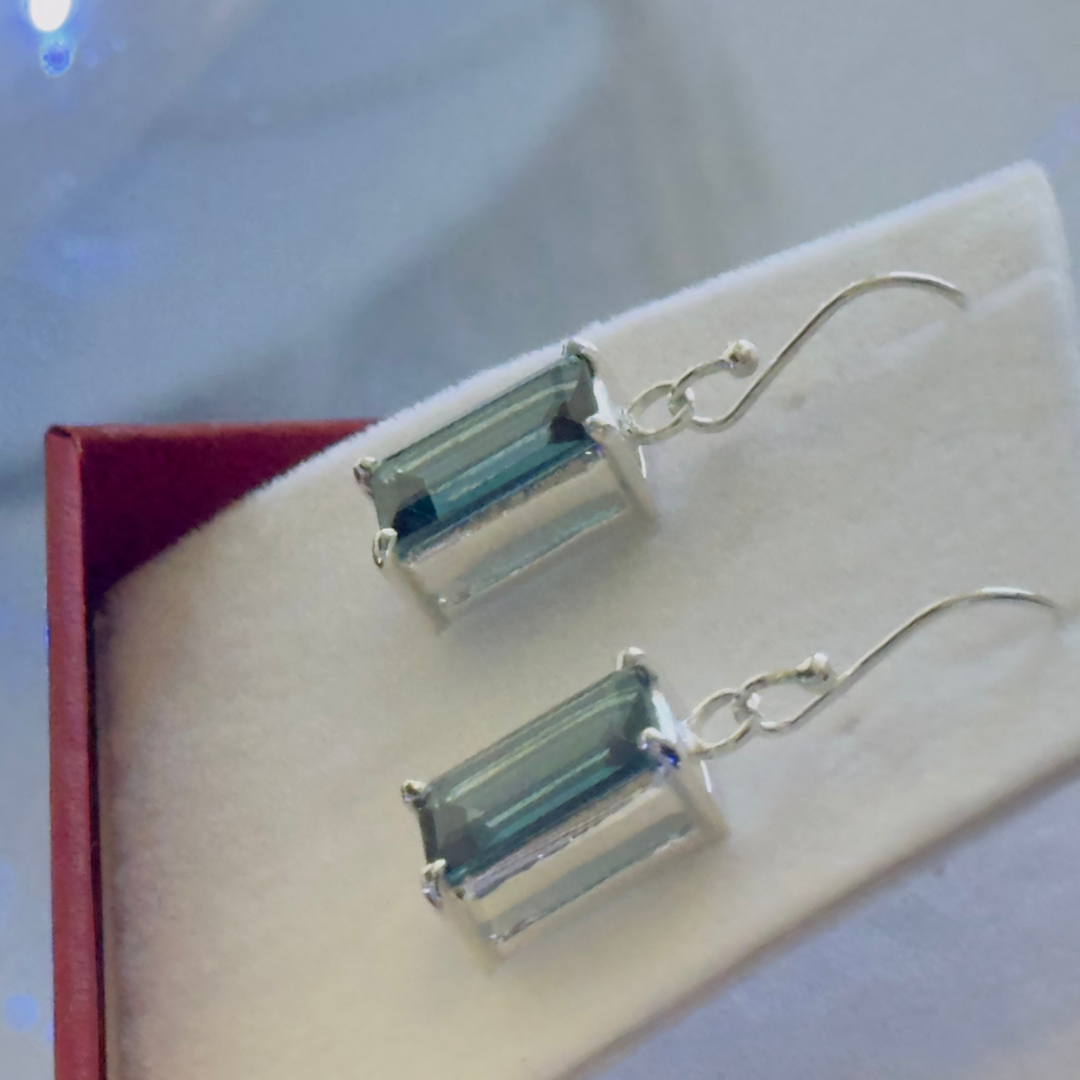 Teal Sapphire Earrings