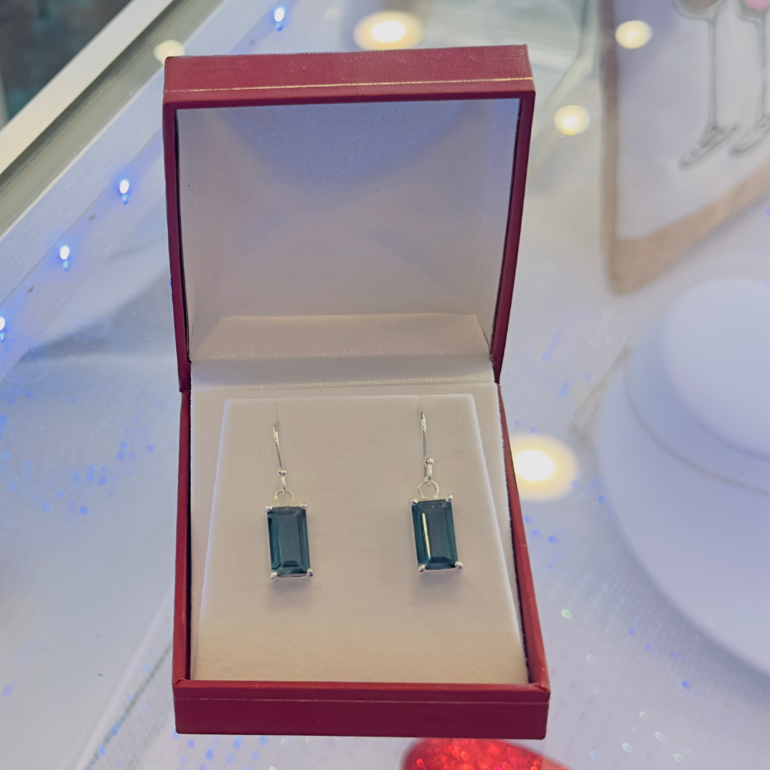 Teal Sapphire Earrings