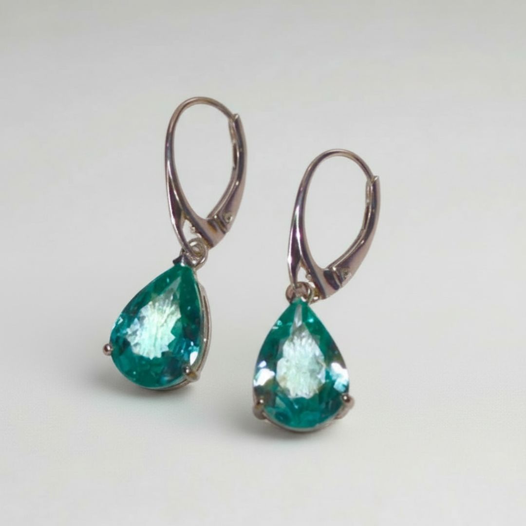 Parti Sapphire Green-Blue Pear Shaped Earring