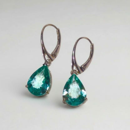 Parti Sapphire Green-Blue Pear Shaped Earring